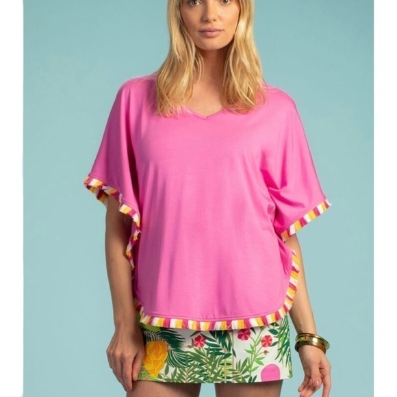 Nwt Trina Turk Delfino Top In Pink Fusion XS/S - Picture 1 of 8
